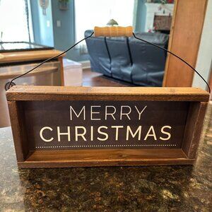 Merry Christmas Wooden Hanging Sign Rustic Festive Holiday Wall Decor Primitive